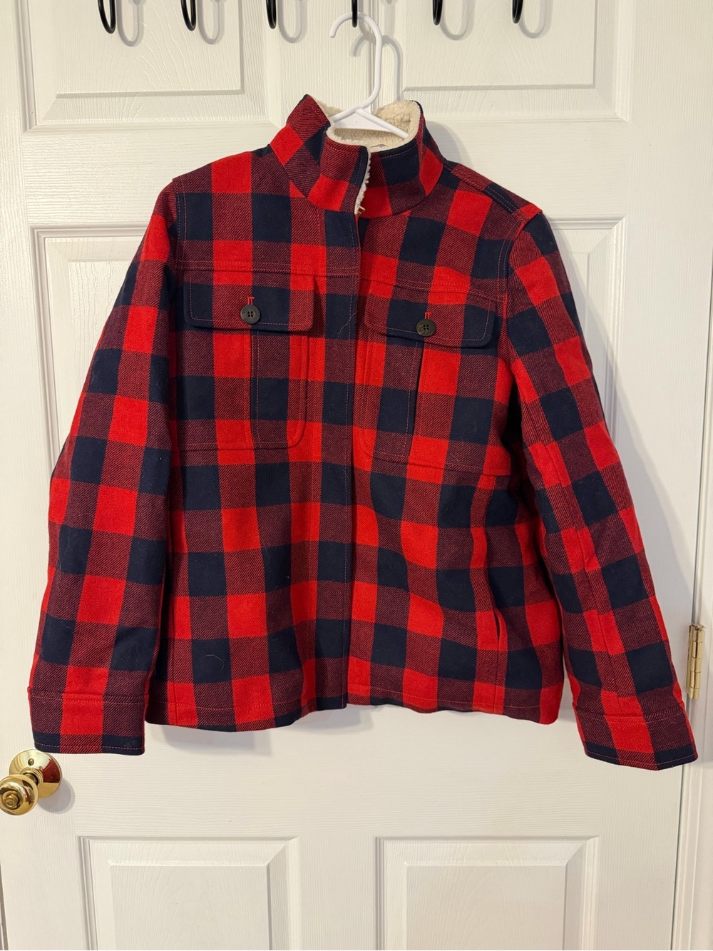 J. Crew Red & Black Buffalo Plaid Quilted Utility Jacket - Picture 2 of 5